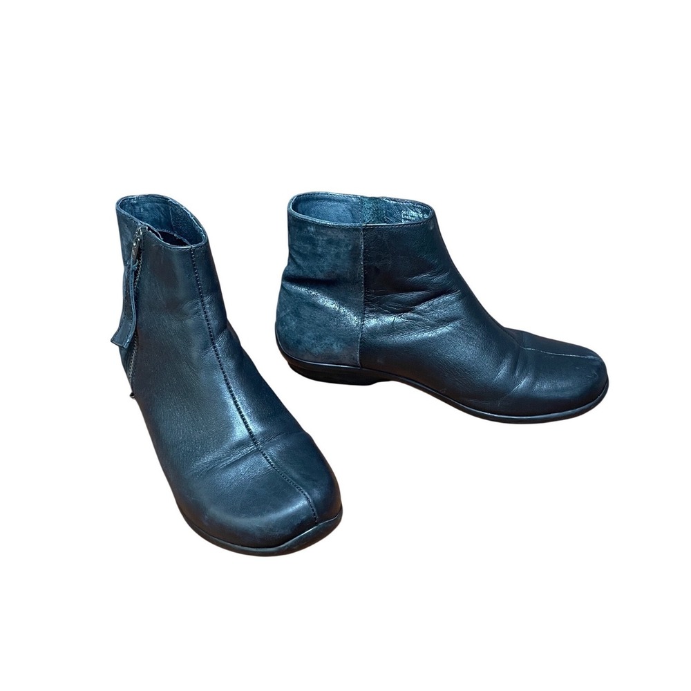 Dansko Black Leather Ankle Boots Metallic Heel Booties EU 40 US 9.5-10 561302